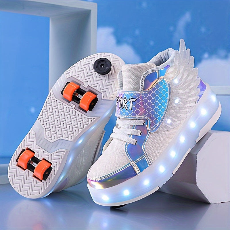 Baskets lumineuses à roulettes et ailes – Rechargeables par USB, pour filles et adolescentes | Sulvida