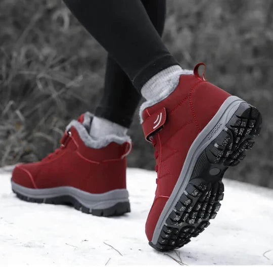 Bottes d’hiver ergonomiques unisexes noires, rouges et grises – déperlantes, soulageant la douleur et chauffantes jusqu’à -25°C – chaussures de marche confortables pour femmes et hommes | Sulvida