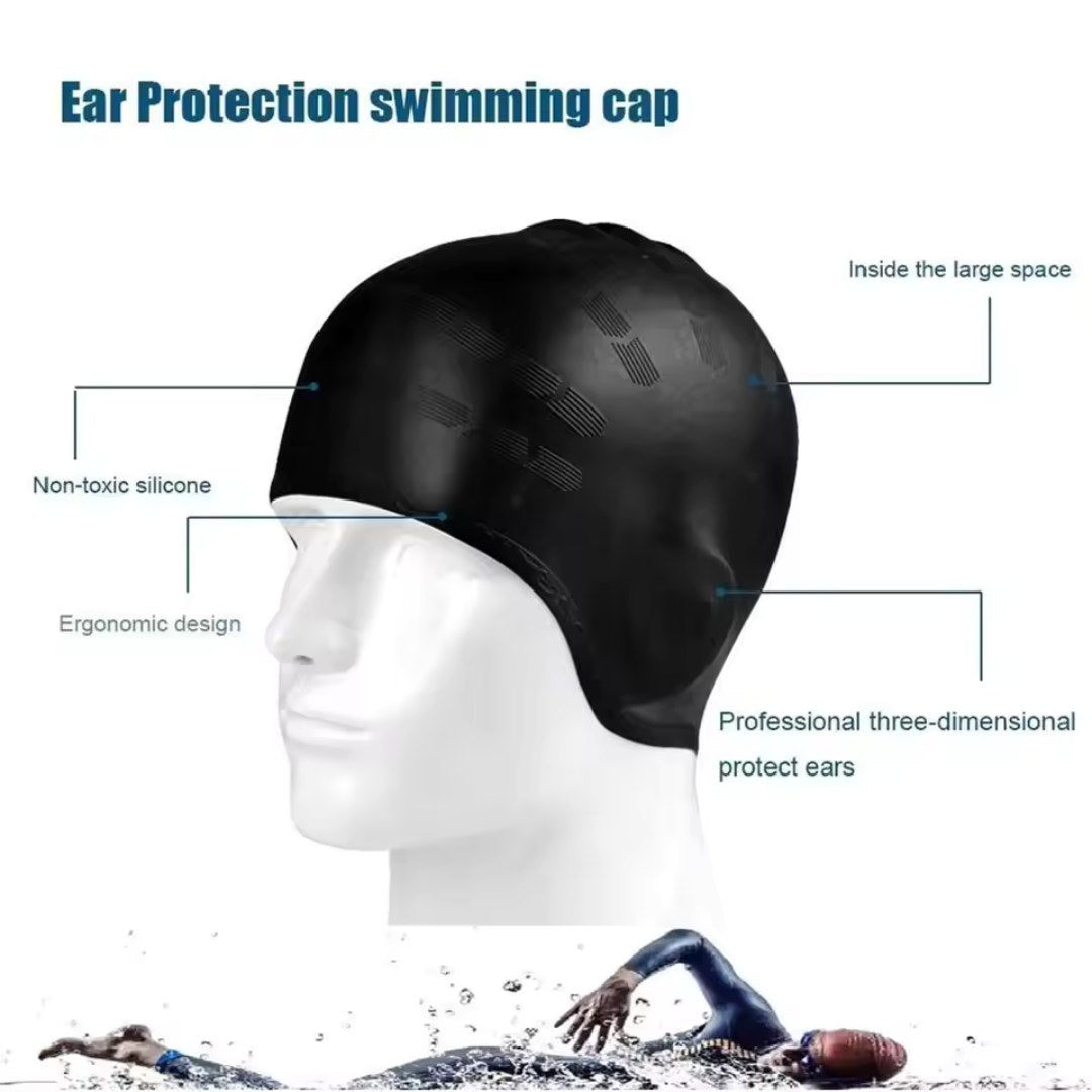 Bonnet de bain en silicone avec protection des oreilles – Étanche et confortable pour adultes | Sulvida