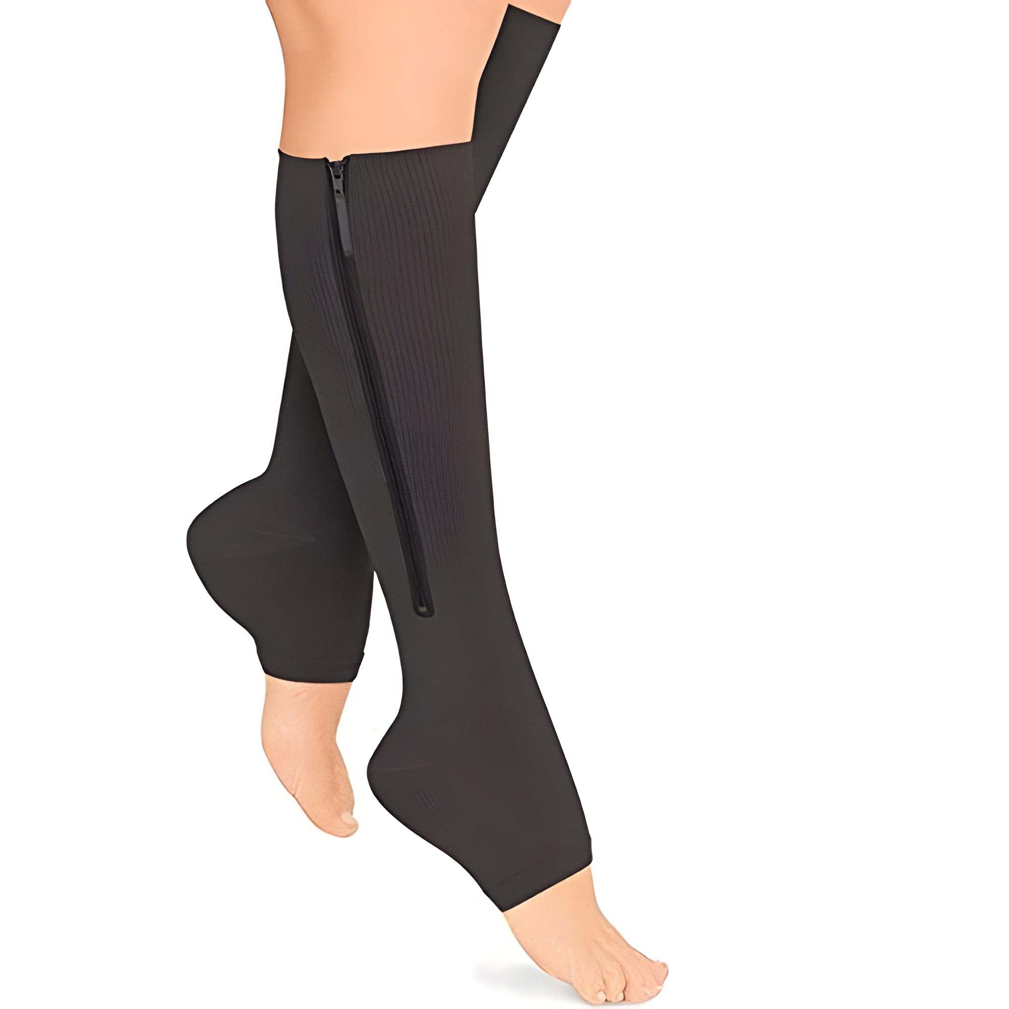 Compressiekousen met Ritssluiting 20-30 mmHg – Medische Steunkousen voor Betere Bloedsomloop en Vermoeide Benen – Open Teen Design – Ideaal voor Reizigers, Zwangerschap, Verpleging, Werk- en Sportblessures | Sulvida