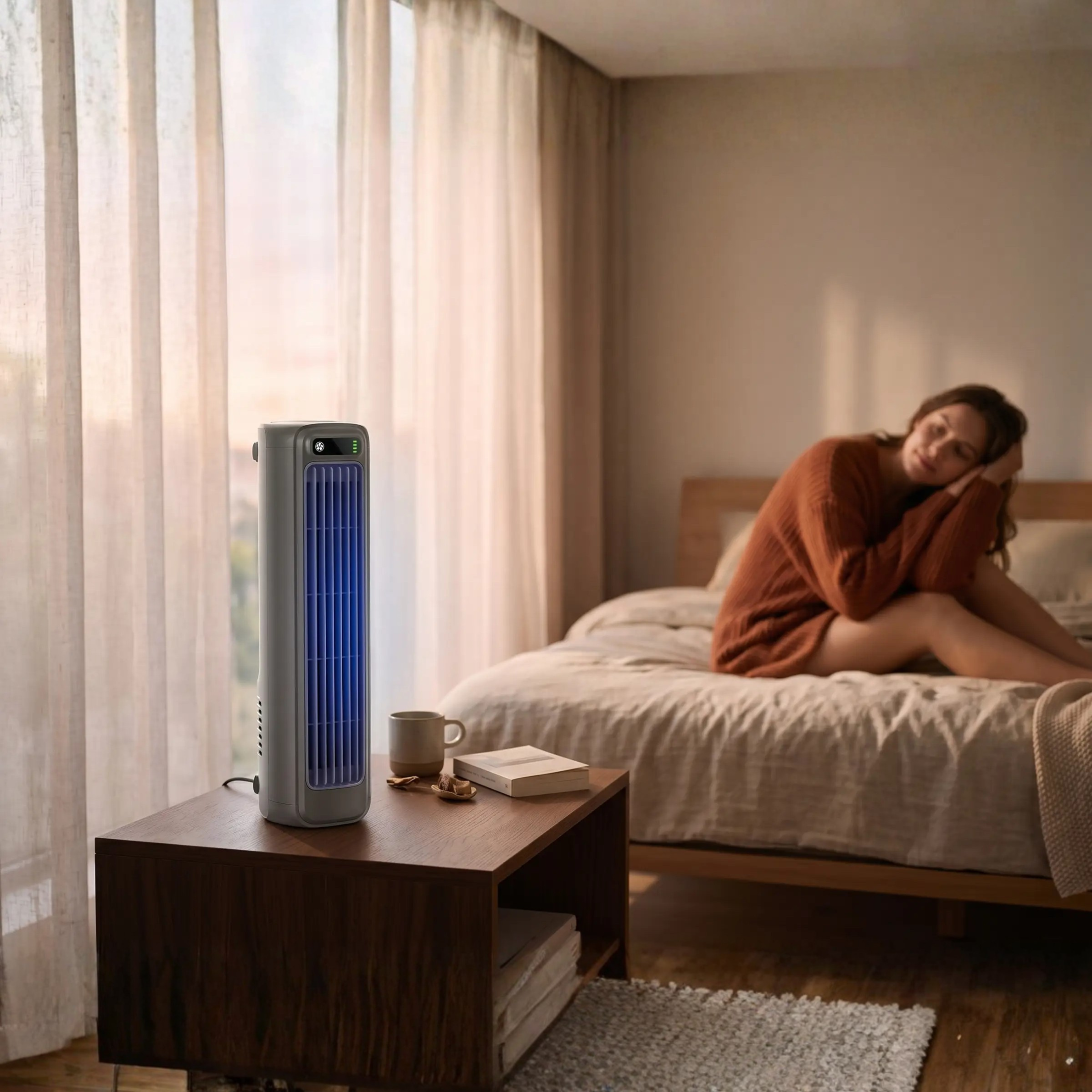 Ventilateur de Sol Portable Rechargeable avec Circulation d’Air Sans Lames – Autonomie de 12 Heures pour Maison, Bureau et Déplacements | Sulvida