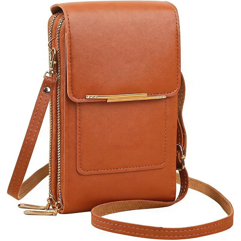 Pochette de téléphone bandoulière avec protection RFID et fenêtre tactile – Portefeuille sécurisé mains libres pour smartphones jusqu’à 6,7 pouces | Sulvida