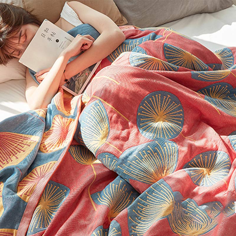 Quilt réversible avec imprimé de pissenlits – 100 % coton biologique tissé – Couvre-lit doux en coton pour lit king size – Textile de lit polyvalent pour toutes les saisons | Sulvida