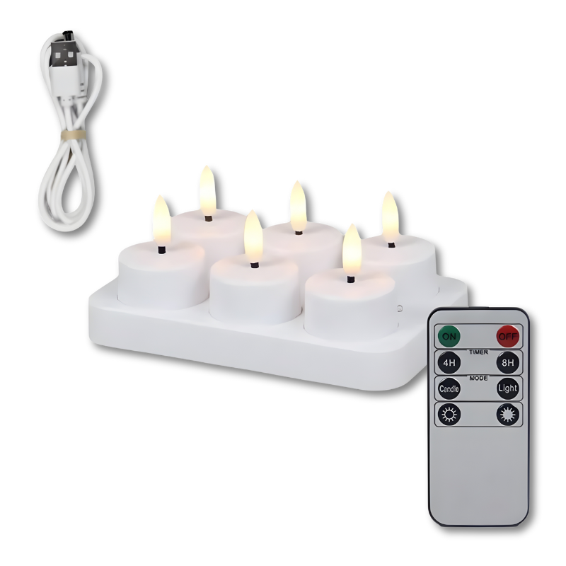 Oplaadbare LED-Kaarsen Set met Afstandsbediening – Vlamloze Sfeerkaarsen met Timer voor Veilig Interieur | Sulvida