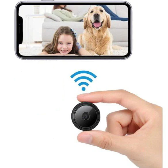 Mini caméra de sécurité sans fil avec audio et flux vidéo en direct – Fixation magnétique pour l’intérieur et l’extérieur, vision nocturne HD 1080P, détection de mouvement | Sulvida