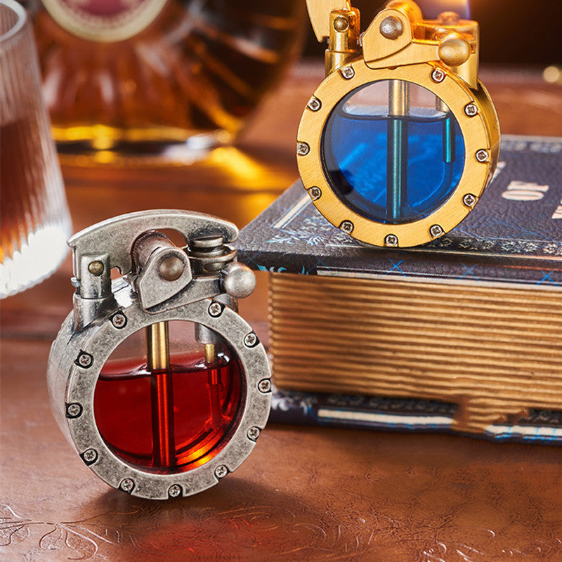 Briquet à essence transparent vintage, briquet rétro au kérosène avec mécanisme en alliage de zinc, rechargeable et exclusif, idéal comme cadeau | Sulvida