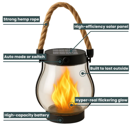 Lampe de Poche Rechargeable USB avec Poignée en Corde de Chanvre – Éclairage d’Ambiance Mobile pour Intérieur et Extérieur | Sulvida