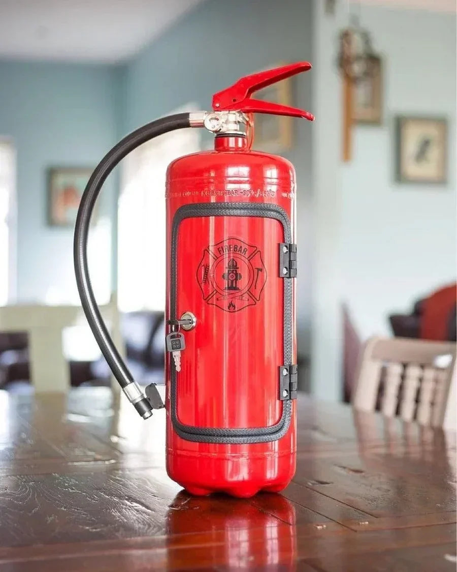 Bar secrète style extincteur - Distributeur de boissons caché avec espace accessoires - Accessoire de bar unique pour la maison - Version métallique | Sulvida