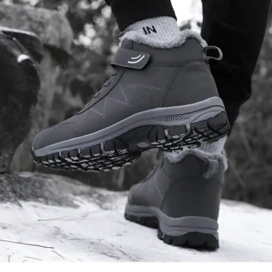 Bottes d’hiver ergonomiques unisexes noires, rouges et grises – déperlantes, soulageant la douleur et chauffantes jusqu’à -25°C – chaussures de marche confortables pour femmes et hommes | Sulvida