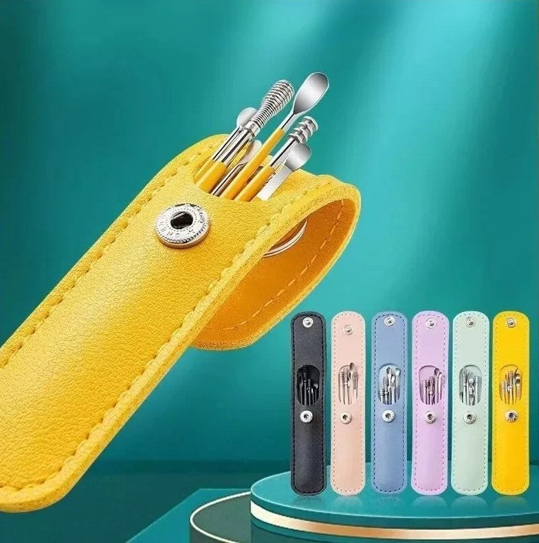 Kit de nettoyage des oreilles en acier inoxydable – Outil professionnel d’hygiène auriculaire 6 pièces – Kit de nettoyage réutilisable et sûr | Sulvida