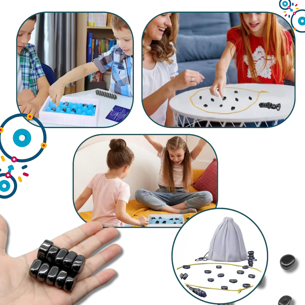 Jeu d'échecs magnétique et jeu de plateau tactique pour famille et amis — 20 aimants, corde et sac de rangement | Sulvida