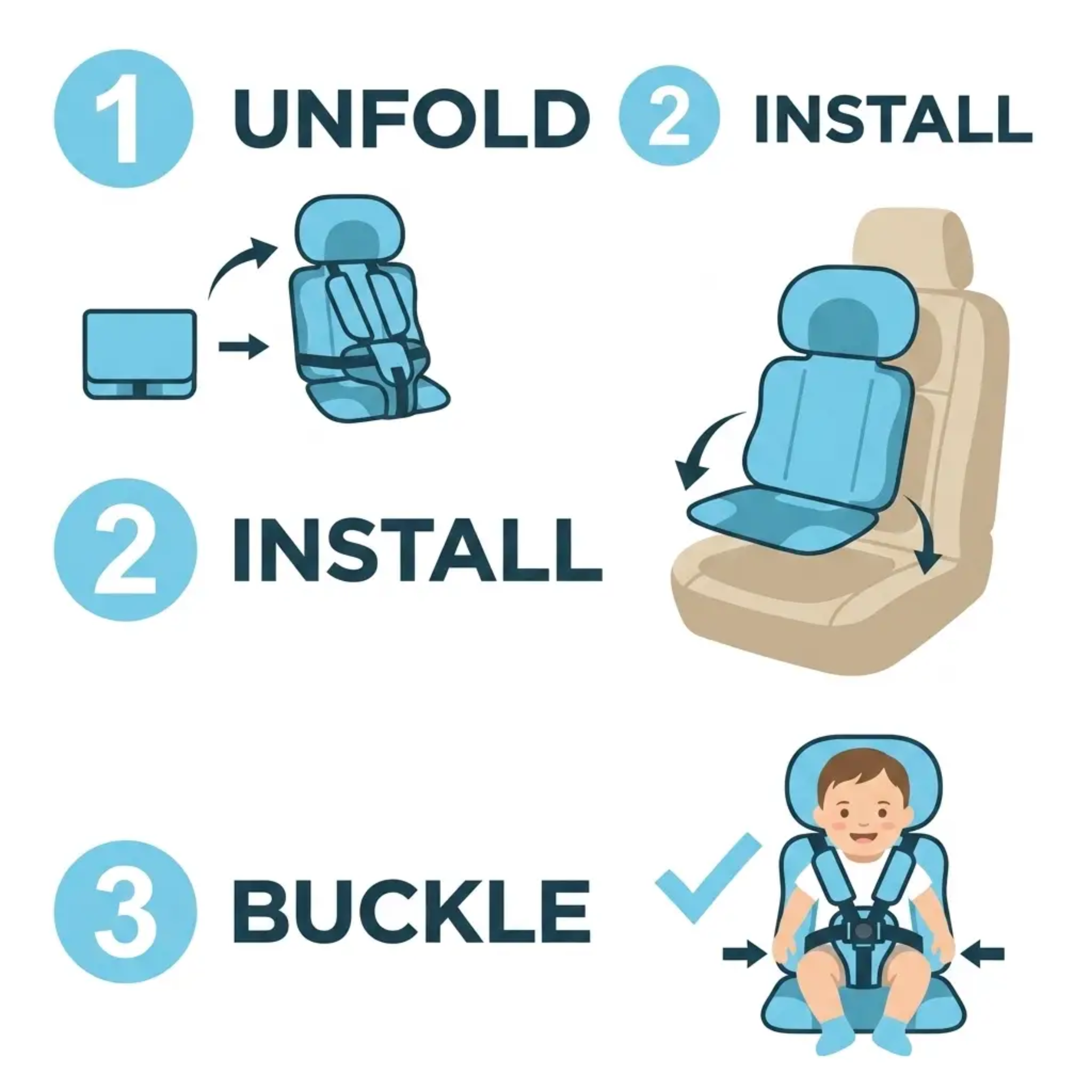 Rehausseurs de voyage pliables pour enfants – Siège auto portable avec harnais 5 points | Sulvida