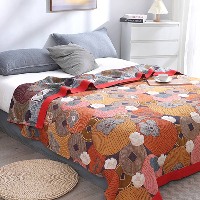 Couette matelassée en gaze de coton rayée, double face et réversible, couverture ou drap d’été respirant et léger pour lit double ou king size | Sulvida