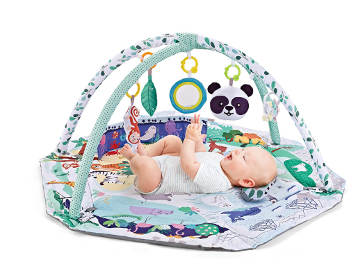Tapis de jeu bébé 8-en-1 avec stimulation sensorielle – Tapis de développement doux avec jouets amovibles pour bébés dès 0 mois | Tapis de jeu multifonction avec miroir et hochet | Sulvida