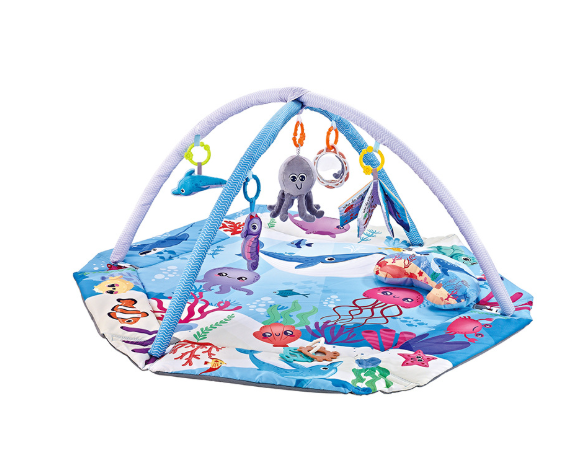 Tapis de jeu bébé 8-en-1 avec stimulation sensorielle – Tapis de développement doux avec jouets amovibles pour bébés dès 0 mois | Tapis de jeu multifonction avec miroir et hochet | Sulvida