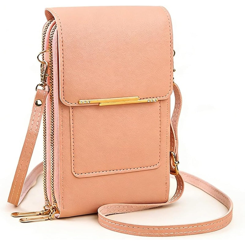 Pochette de téléphone bandoulière avec protection RFID et fenêtre tactile – Portefeuille sécurisé mains libres pour smartphones jusqu’à 6,7 pouces | Sulvida