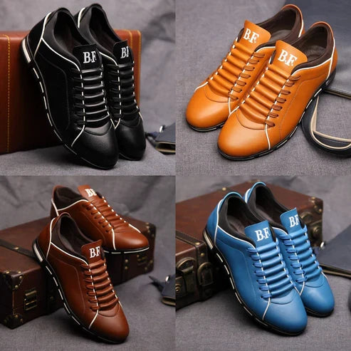 Baskets décontractées pour hommes à lacets bas, confortables et robustes – Chaussures de sport et de randonnée pour un usage quotidien, en similicuir PU et disponibles en plusieurs couleurs | Sulvida