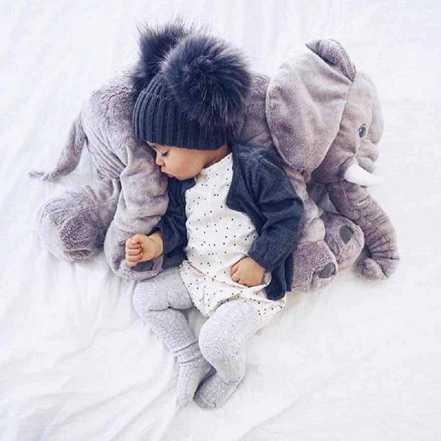 Coussin peluche éléphant pour bébé – Coussin doux en peluche pour repos et confort | Sulvida