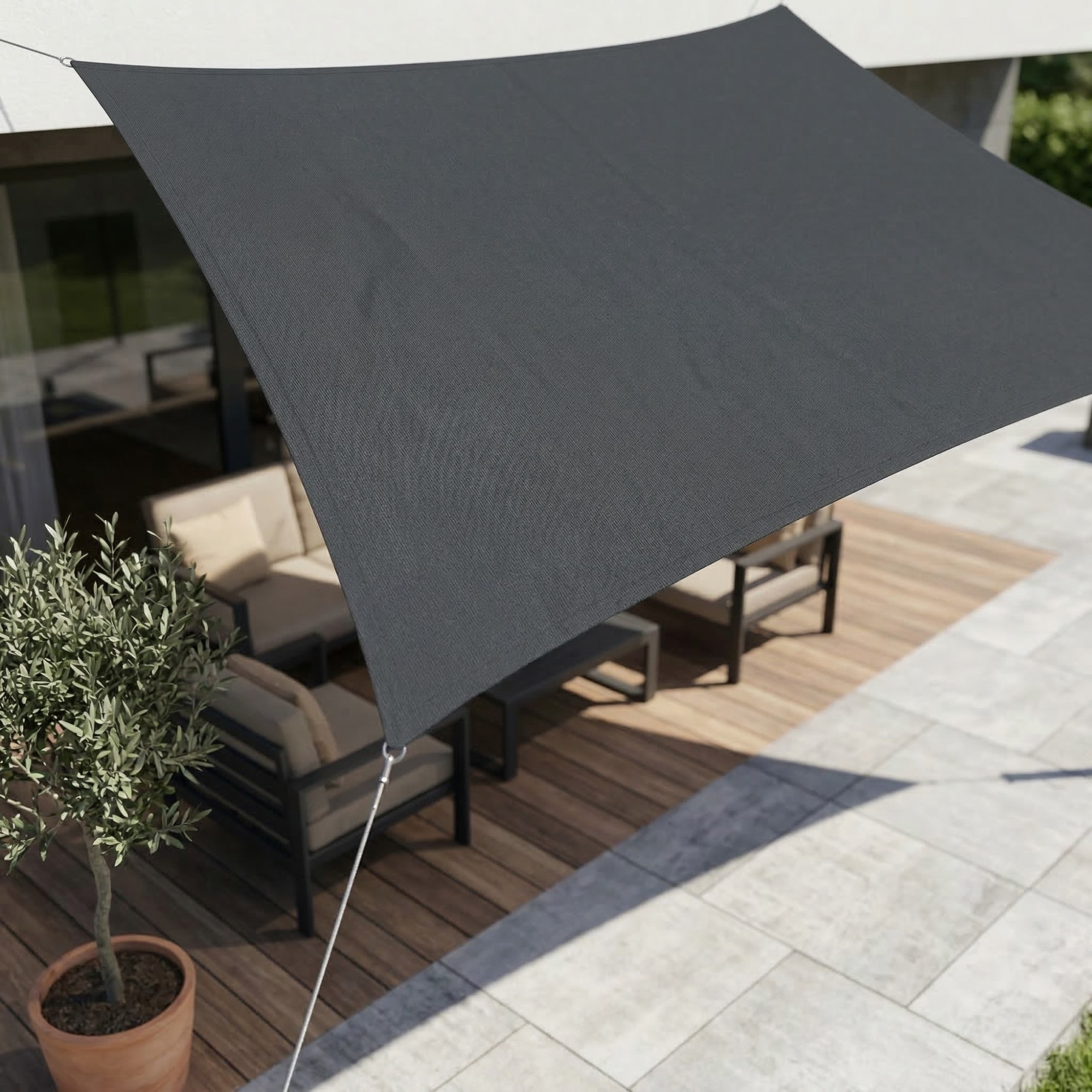 Voile d’ombrage rectangulaire imperméable avec protection UV pour terrasse, jardin, balcon et piscine – Toile d’ombrage en polyester respirant, pare-soleil | Sulvida