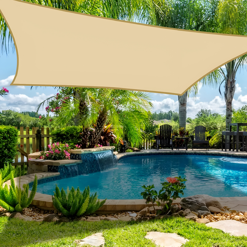 Voile d’ombrage rectangulaire imperméable avec protection UV pour terrasse, jardin, balcon et piscine – Toile d’ombrage en polyester respirant, pare-soleil | Sulvida