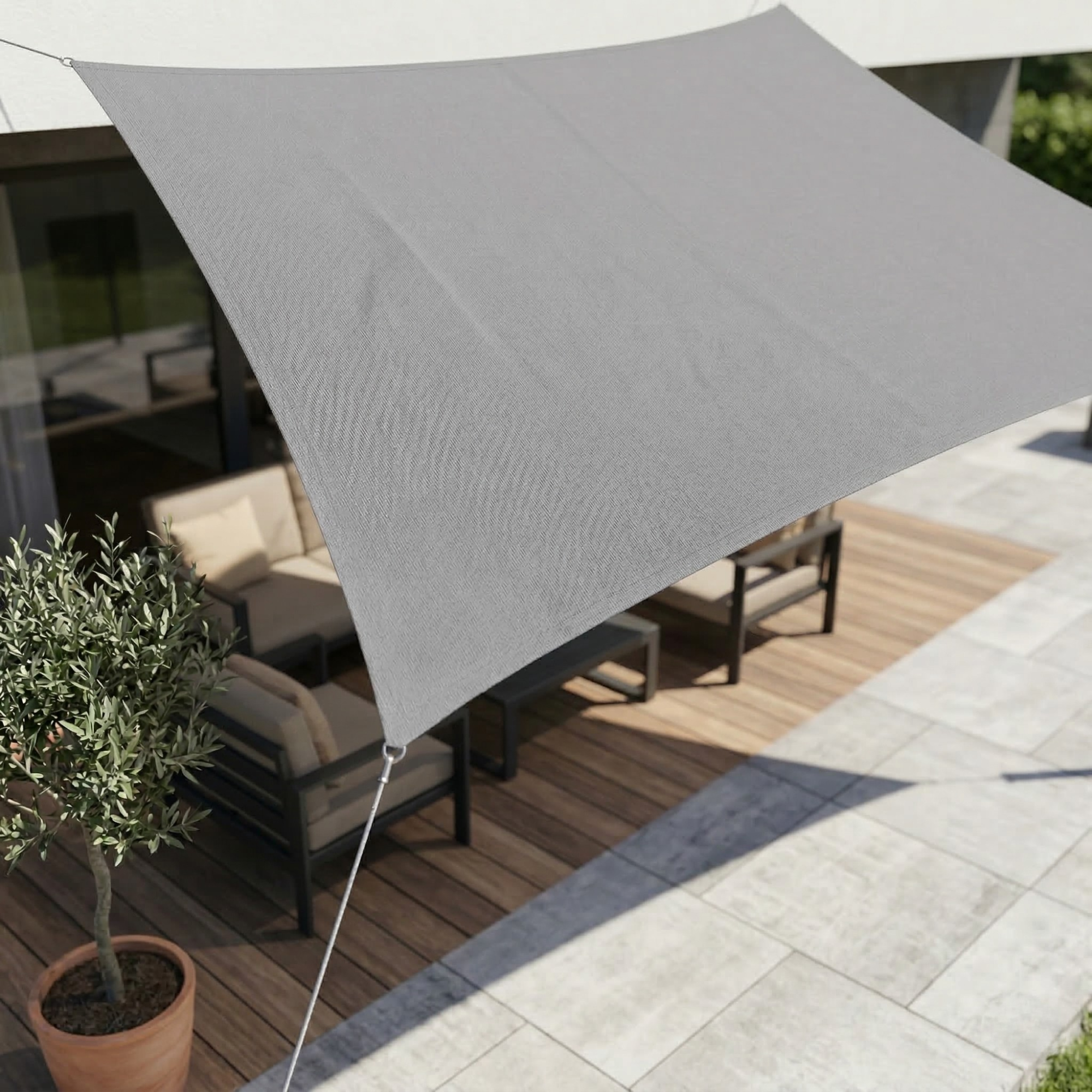 Voile d’ombrage rectangulaire imperméable avec protection UV pour terrasse, jardin, balcon et piscine – Toile d’ombrage en polyester respirant, pare-soleil | Sulvida