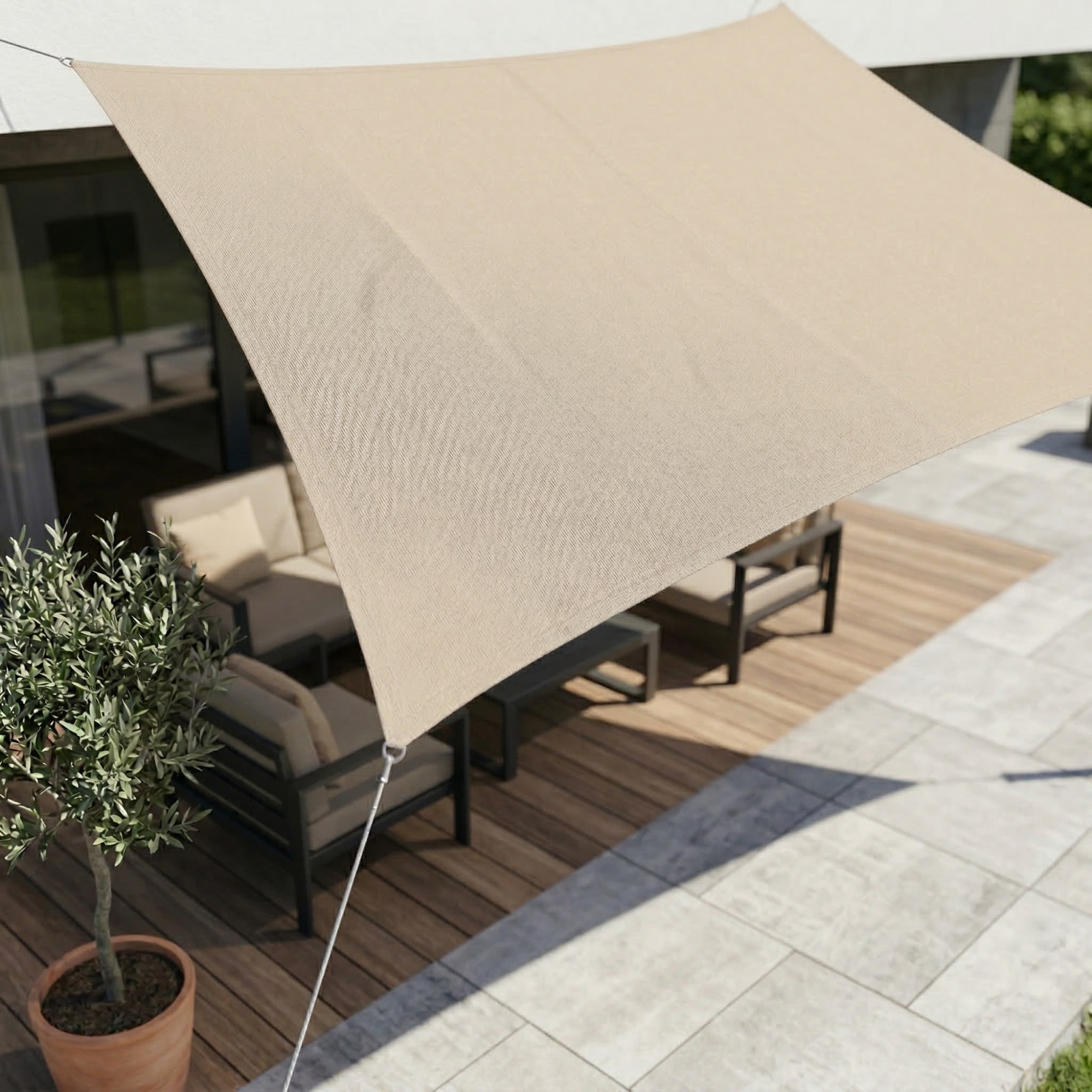 Voile d’ombrage rectangulaire imperméable avec protection UV pour terrasse, jardin, balcon et piscine – Toile d’ombrage en polyester respirant, pare-soleil | Sulvida
