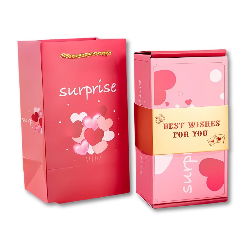 Boîte cadeau surprise avec motif de cœurs – Coffret cadeau luxueux pour les moments spéciaux et les messages personnalisés | Sulvida