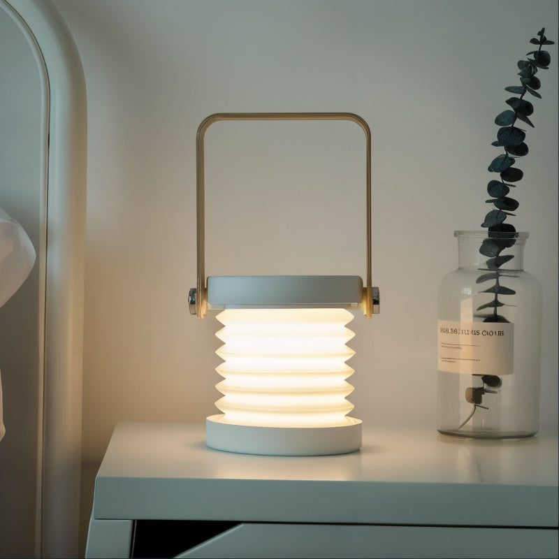 Lanterne LED rechargeable avec fonction de variation USB, 25×12 cm, éclairage d’ambiance, lampe de table portable et décorative pour intérieur, lumière LED à intensité réglable, éclairage de table sans fil au design moderne | Sulvida