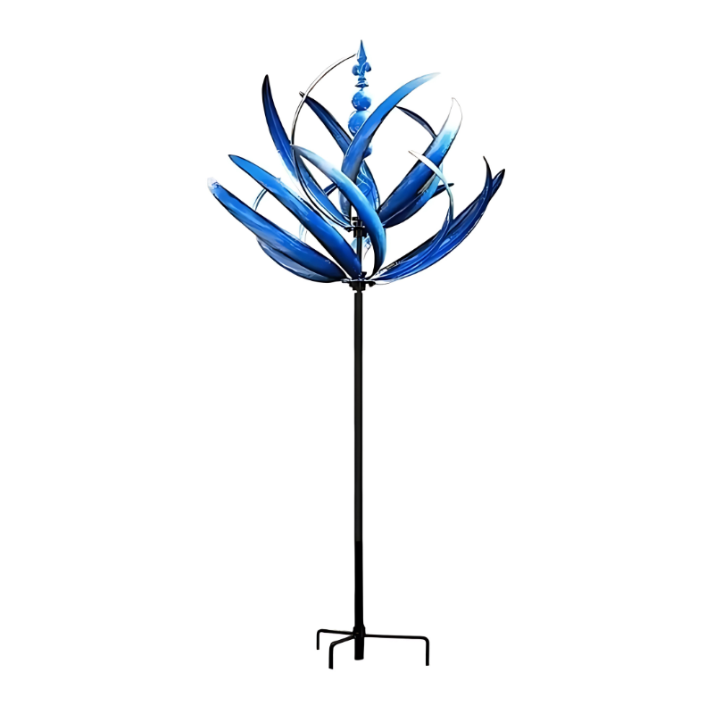 Mobile éolien rotatif rouge et bleu, décoration de jardin avec mouvement réfléchissant pour le jardin et la terrasse, ornement extérieur métallique résistant aux intempéries | Sulvida