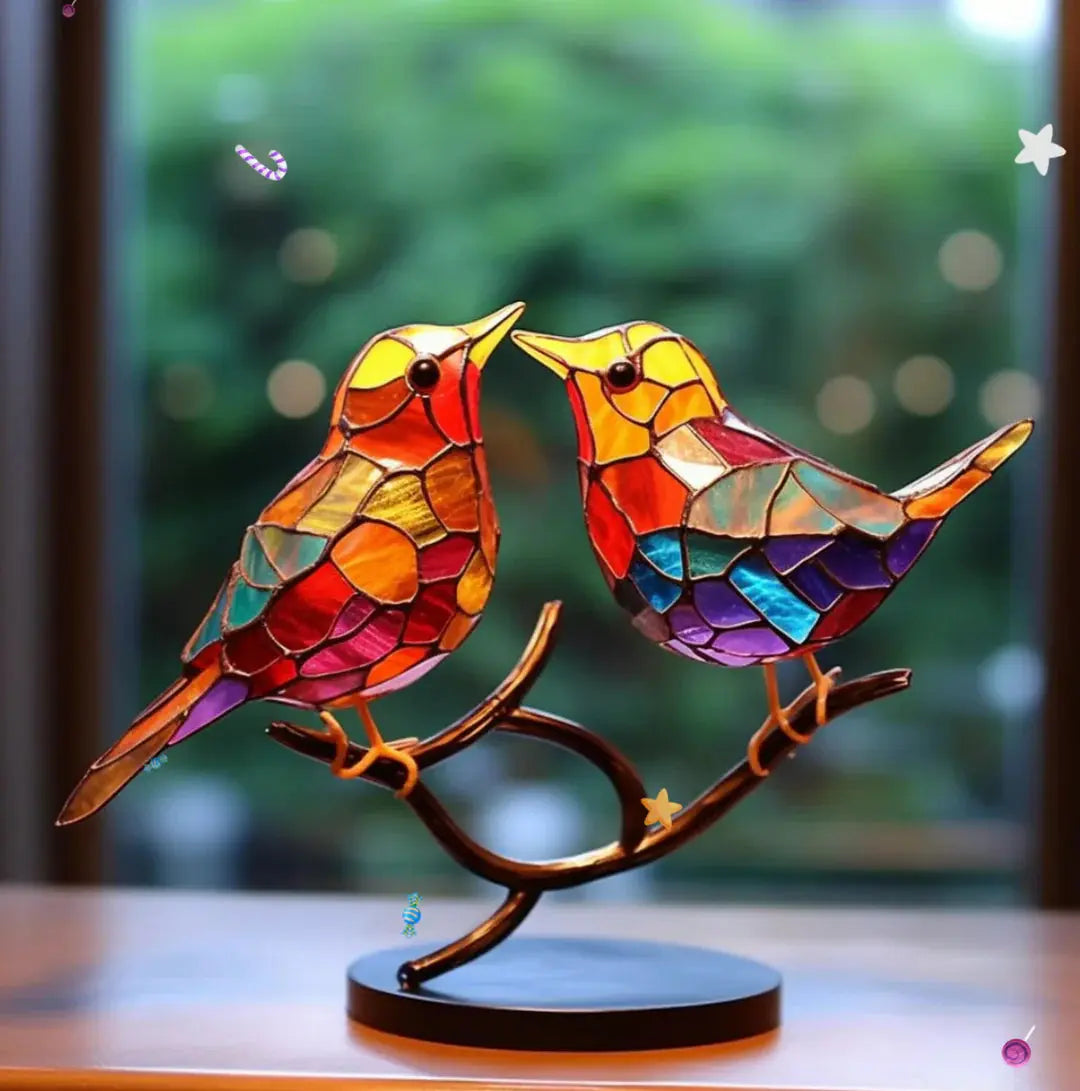 Set d’autocollants pour fenêtre représentant des oiseaux, décoratifs et réfléchissant la lumière du soleil, ornements en verre colorés, décoration de fenêtre pour salon et chambre, idée cadeau | Sulvida