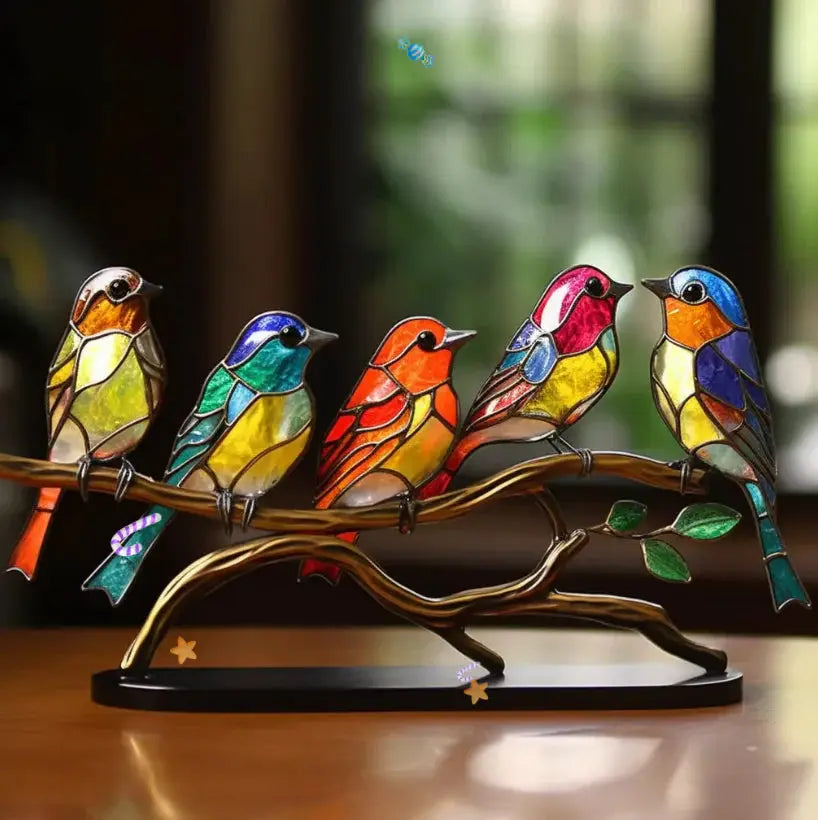 Set d’autocollants pour fenêtre représentant des oiseaux, décoratifs et réfléchissant la lumière du soleil, ornements en verre colorés, décoration de fenêtre pour salon et chambre, idée cadeau | Sulvida