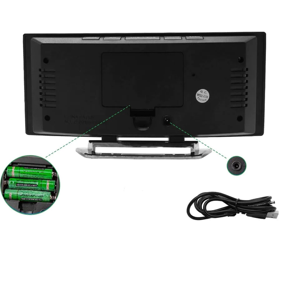 Réveil miroir LED avec fonction de gradation automatique | Affichage incurvé pour une lecture optimale | Mode jour et nuit | Horloge de bureau moderne avec grand écran digital | Sulvida