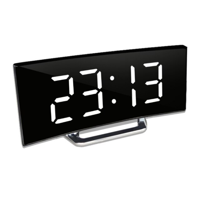 Réveil miroir LED avec fonction de gradation automatique | Affichage incurvé pour une lecture optimale | Mode jour et nuit | Horloge de bureau moderne avec grand écran digital | Sulvida