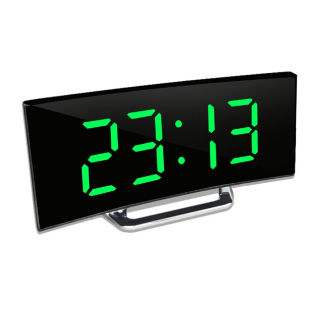 Réveil miroir LED avec fonction de gradation automatique | Affichage incurvé pour une lecture optimale | Mode jour et nuit | Horloge de bureau moderne avec grand écran digital | Sulvida