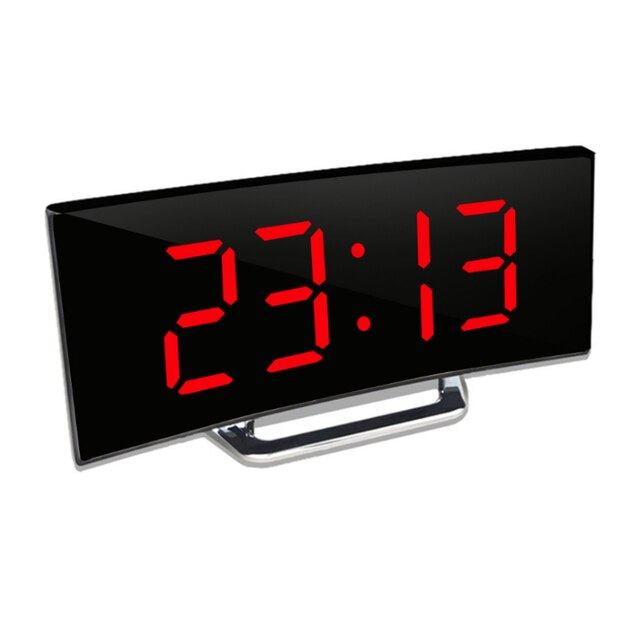 Réveil miroir LED avec fonction de gradation automatique | Affichage incurvé pour une lecture optimale | Mode jour et nuit | Horloge de bureau moderne avec grand écran digital | Sulvida