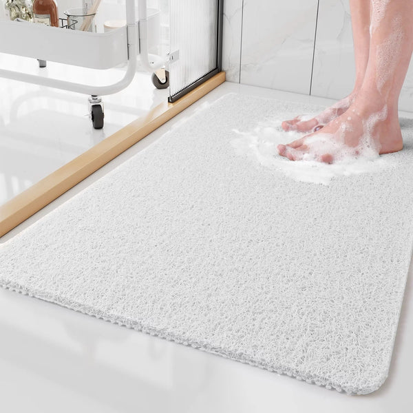 Tapis de salle de bains antidérapant avec structure de drainage à séchage rapide – Tapis de douche hygiénique pour plus de sécurité et de confort, disponible en beige, gris et blanc | Sulvida