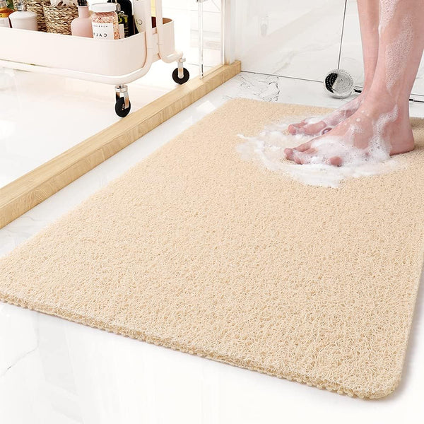Tapis de salle de bains antidérapant avec structure de drainage à séchage rapide – Tapis de douche hygiénique pour plus de sécurité et de confort, disponible en beige, gris et blanc | Sulvida