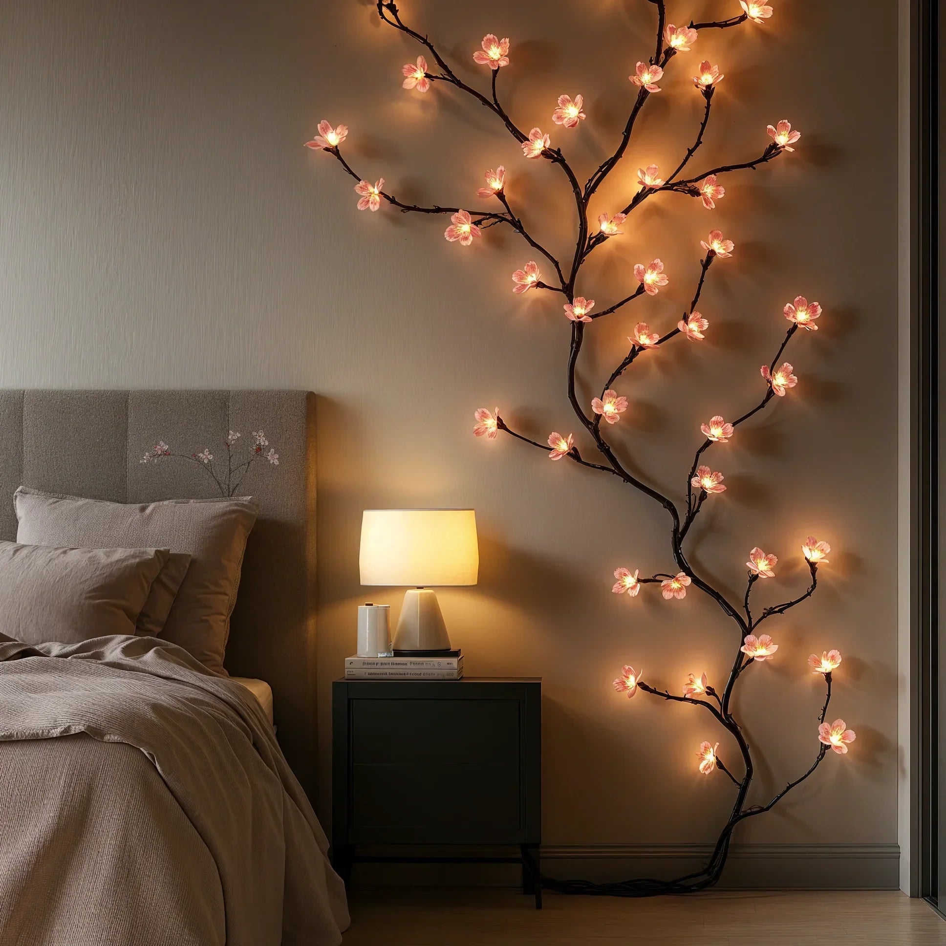 Guirlande lumineuse LED à fleurs de cerisier, 160 cm, rose, pour décoration intérieure – Branche lumineuse d’ambiance pour salon, chambre et intérieur, branche fleurie décorative | Sulvida