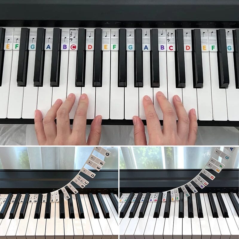 Afneembare Piano Toetslabels voor 88 Toetsen — Siliconen met Notenschrift | Sulvida