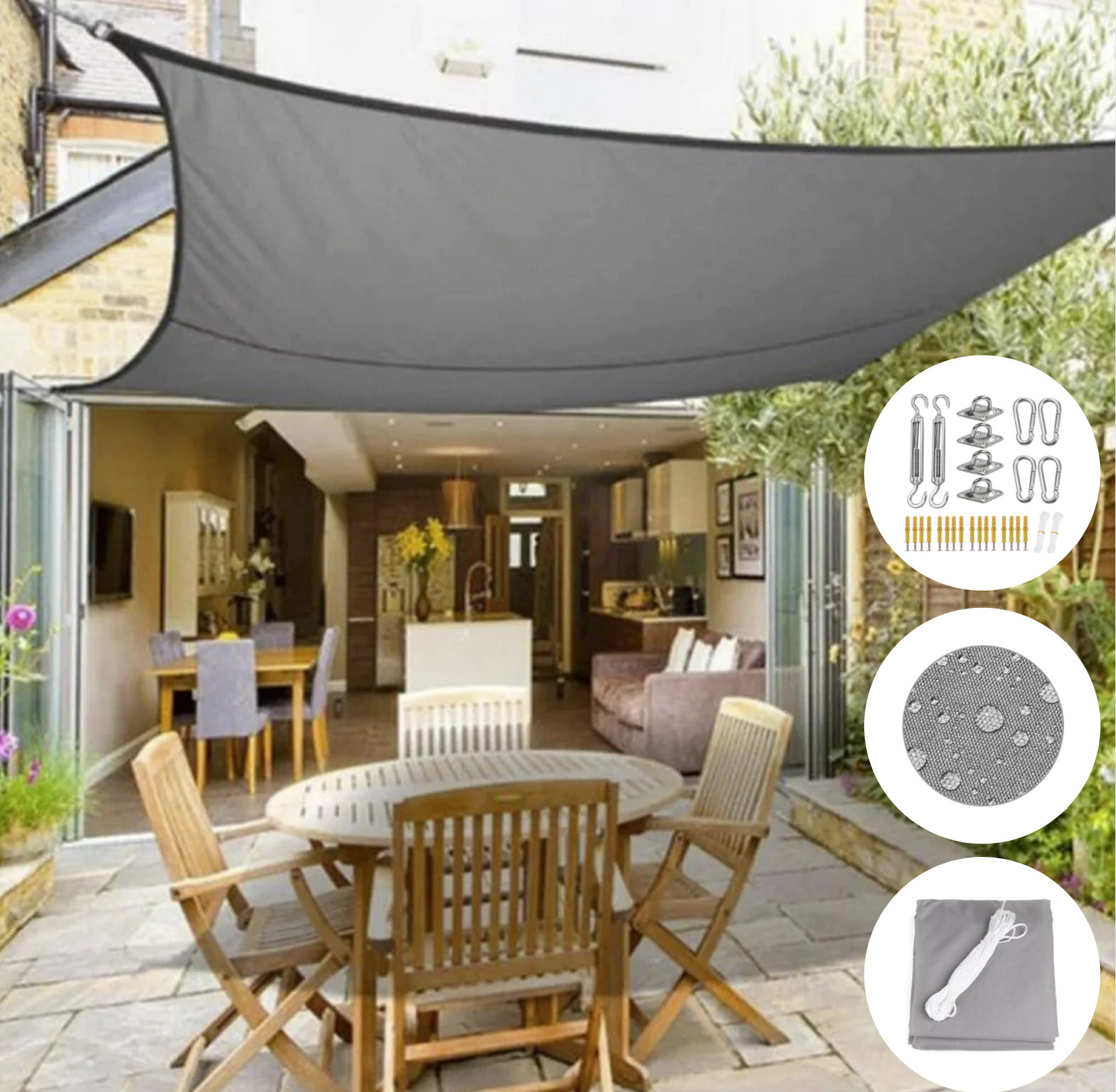 Voile d’ombrage pour jardin et terrasse – Protection solaire imperméable pour balcon et espace extérieur – Forme triangulaire, carrée ou rectangulaire – Filet d’ombrage extérieur avec protection UV | Sulvida