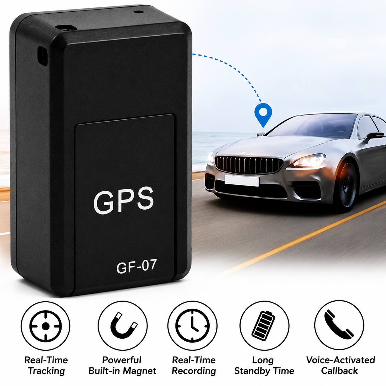 Mini traceur GPS sans abonnement avec localisation en temps réel et fixation magnétique pour voitures, vélos et bagages | Sulvida