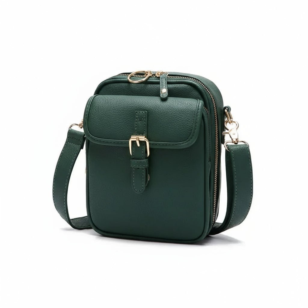 Sac bandoulière compact avec fermetures éclair antivol | Design carré | Cuir | Sulvida