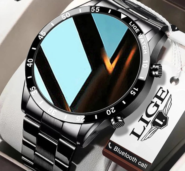 Montre connectée multifonction haut de gamme avec fonction d’appel Bluetooth et cardiofréquencemètre – tracker de fitness luxueux pour iPhone et Android avec analyse du sommeil et podomètre | Sulvida