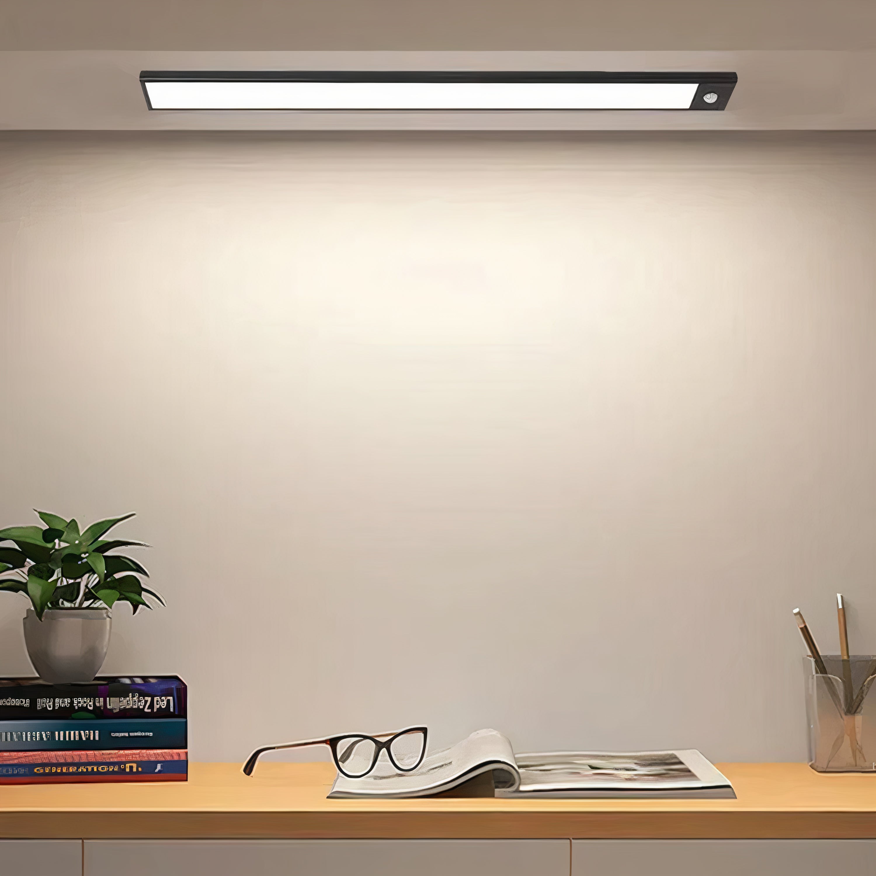 Spot LED sans fil de 20 cm à intensité variable avec détecteur de mouvement, luminosité réglable, rechargeable par USB-C, blanc chaud, blanc froid et blanc neutre, fixation magnétique | Sulvida