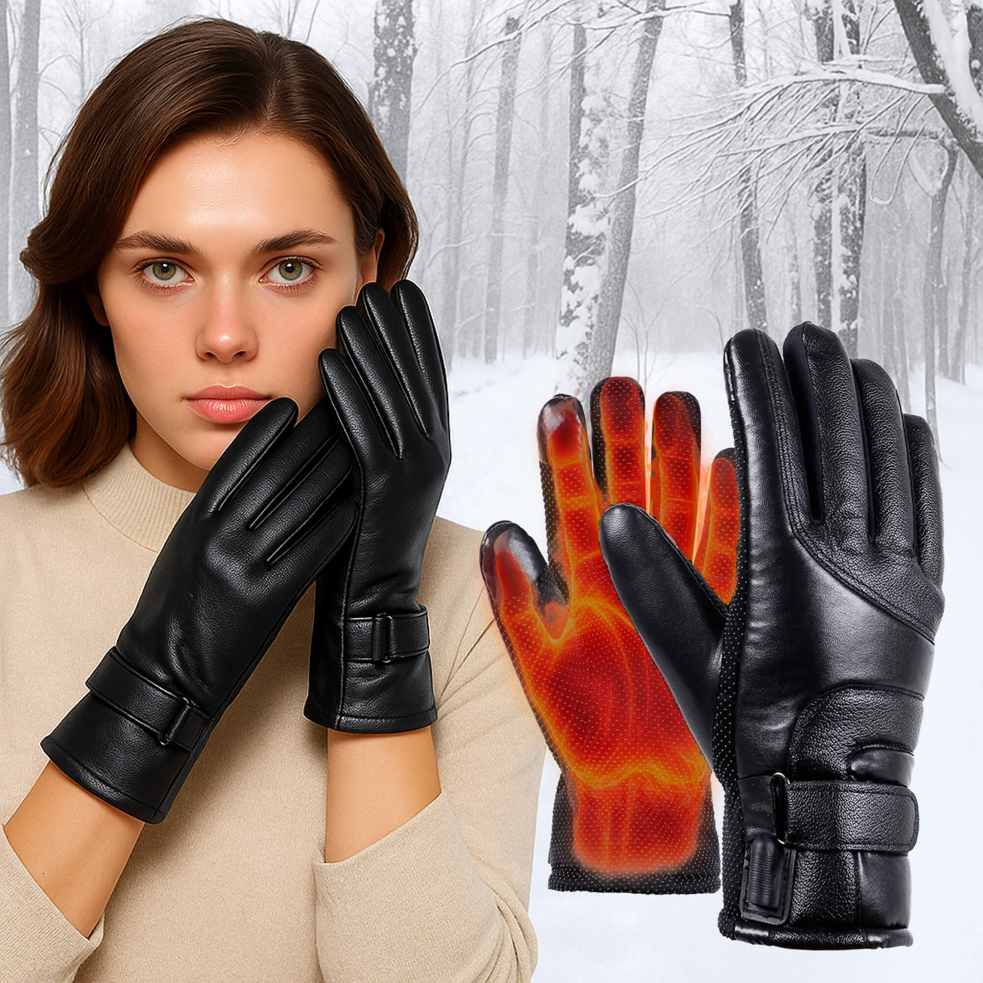 Gants chauffants avec écran tactile et recharge USB – Gants d'hiver étanches pour femmes | Sulvida