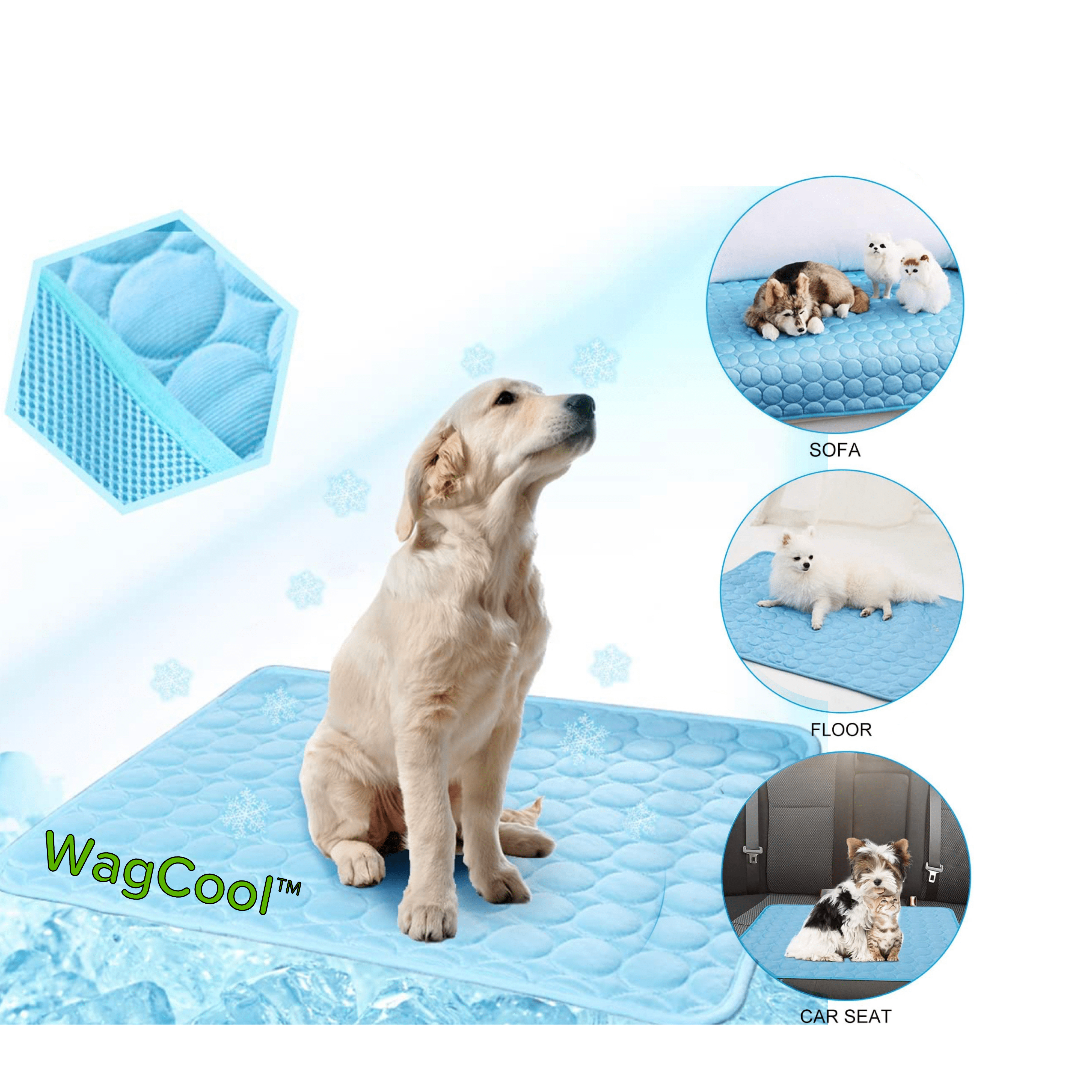 Tapis rafraîchissant pour chiens et chats – Tapis auto-rafraîchissant pour animaux, sans remplissage ni congélation – Technologie Ice Silk – 6 tailles pour chiens, chats et lapins | Sulvida