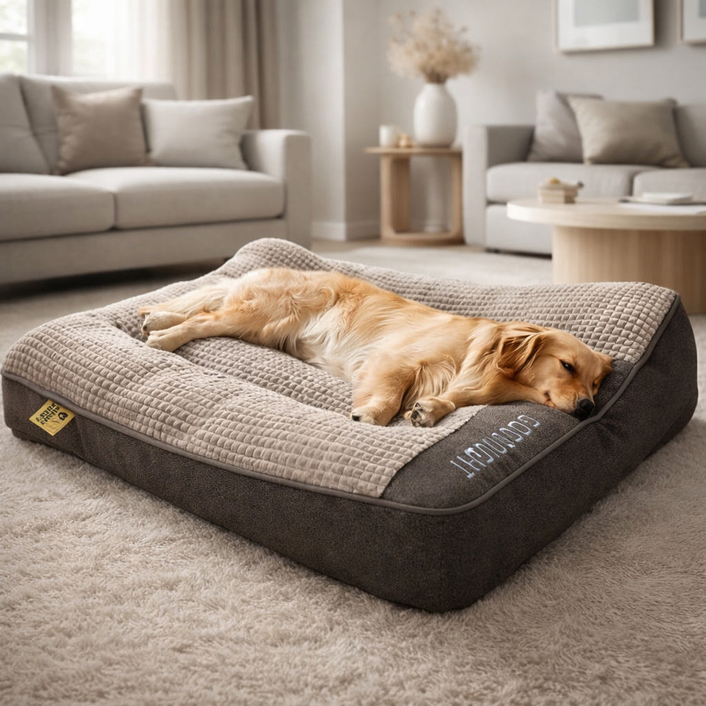 Grand coussin orthopédique pour chien avec mousse à mémoire de forme et coussin surélevé pour la tête, soutien des articulations et sommeil confortable | Sulvida