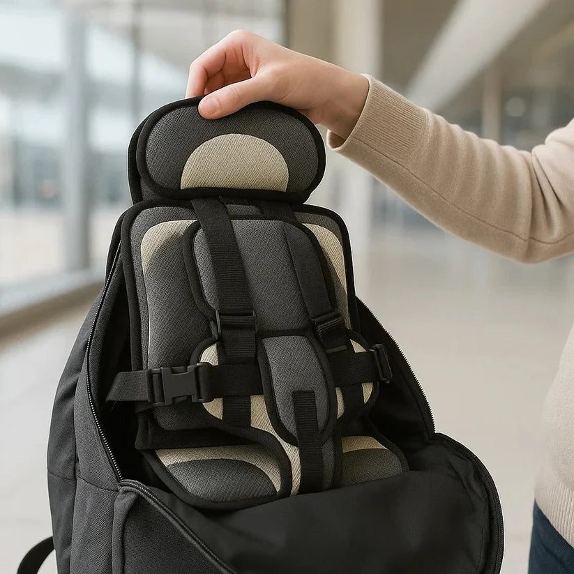 Siège de voyage pliable pour enfants avec harnais à cinq points – Siège auto compact pour les déplacements – Sûr, avec installation rapide dans un taxi ou une voiture de location | Sulvida