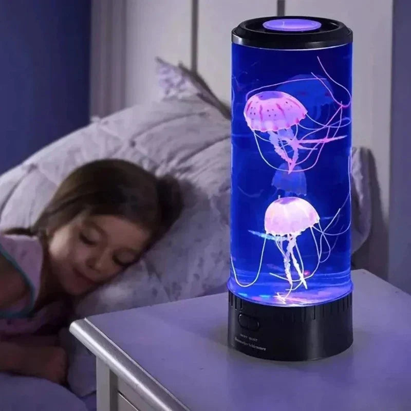 LED-stemmingslamp met kleurwisseling kwal decoratielamp sfeerverlichting voor kantoor woonkamer slaapkamer nachtlampje kwallendesign met rustgevend lichteffect | Sulvida