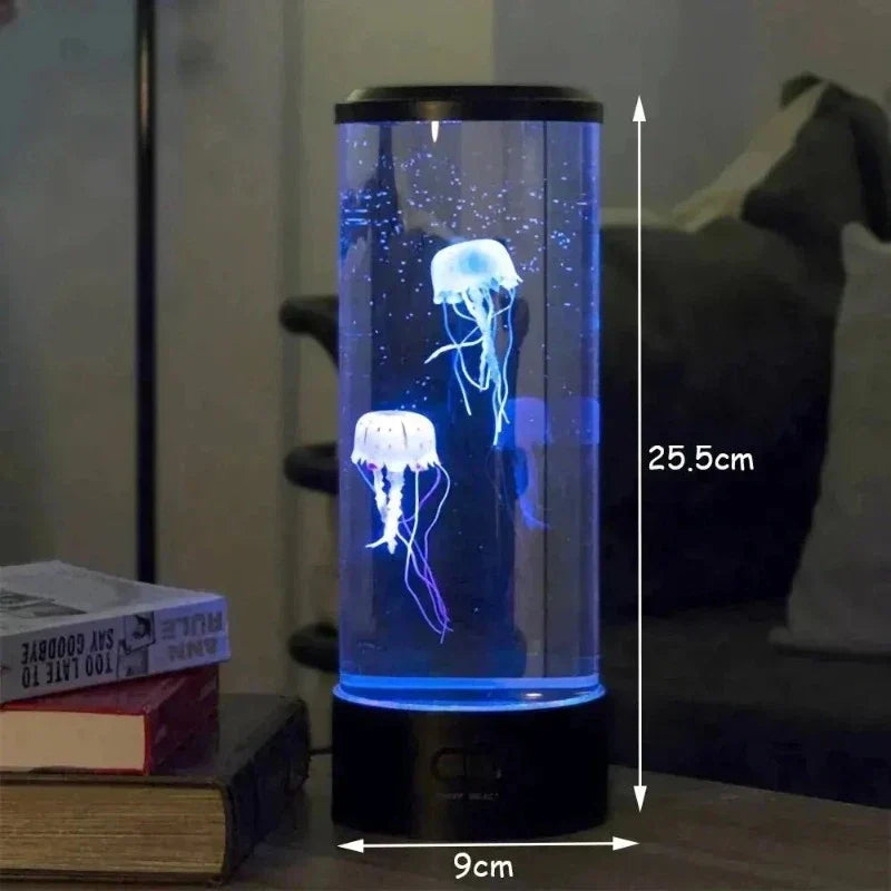 LED-stemmingslamp met kleurwisseling kwal decoratielamp sfeerverlichting voor kantoor woonkamer slaapkamer nachtlampje kwallendesign met rustgevend lichteffect | Sulvida